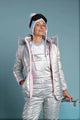 ADULT BABY SPACE JACKET, SILVER. GROSSE XS